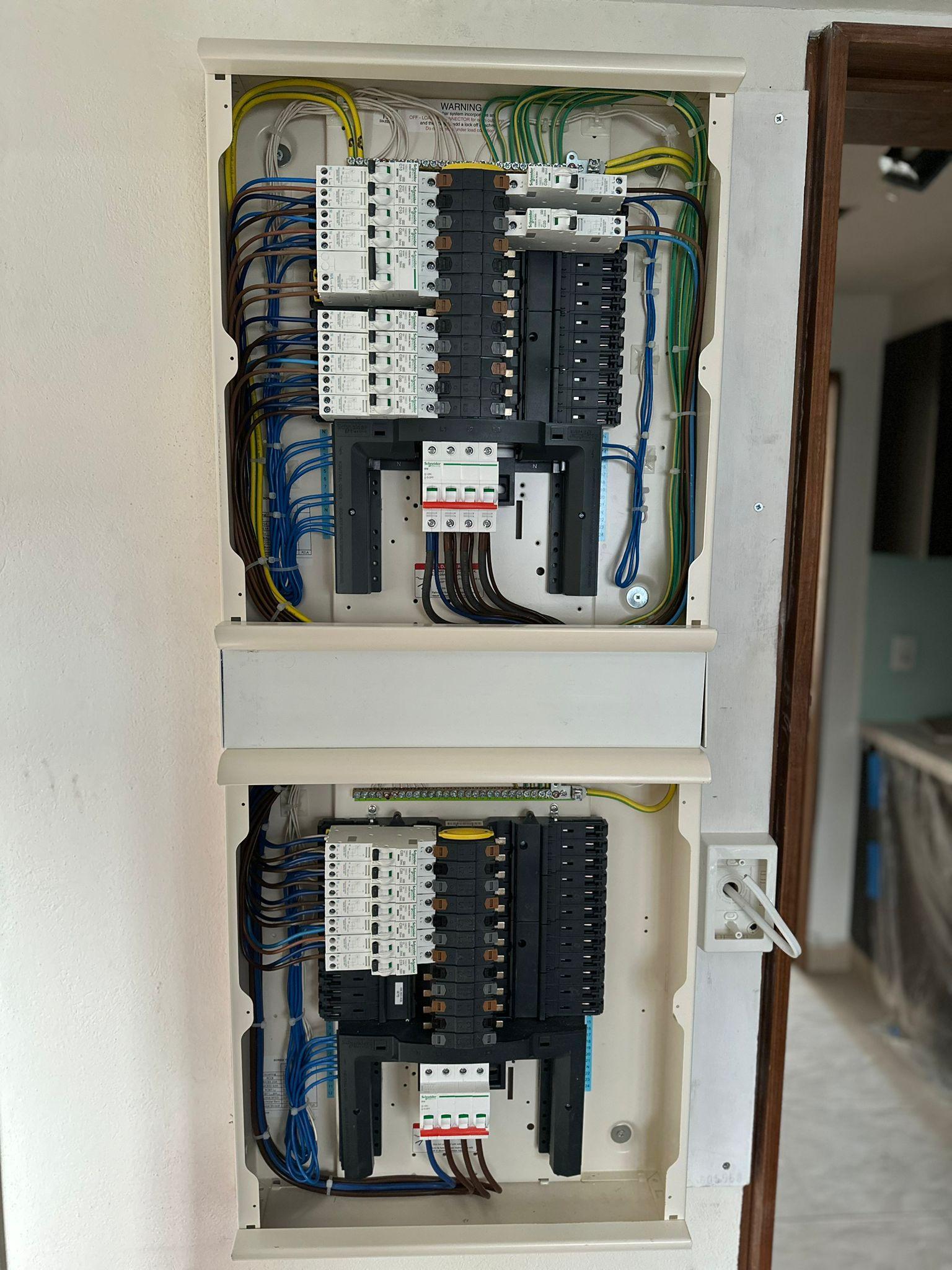 After of a Distribution board change, this was on a system that was partially backed up by a generator on a mains failure.